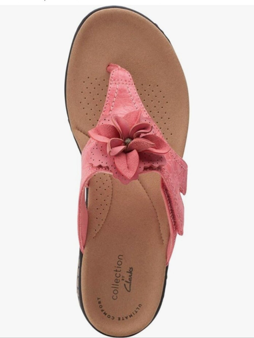 NWOT Clarks Coral Pink Flower Laurieann Gema Thong Sandals Size 6 - Picture 2 of 9
